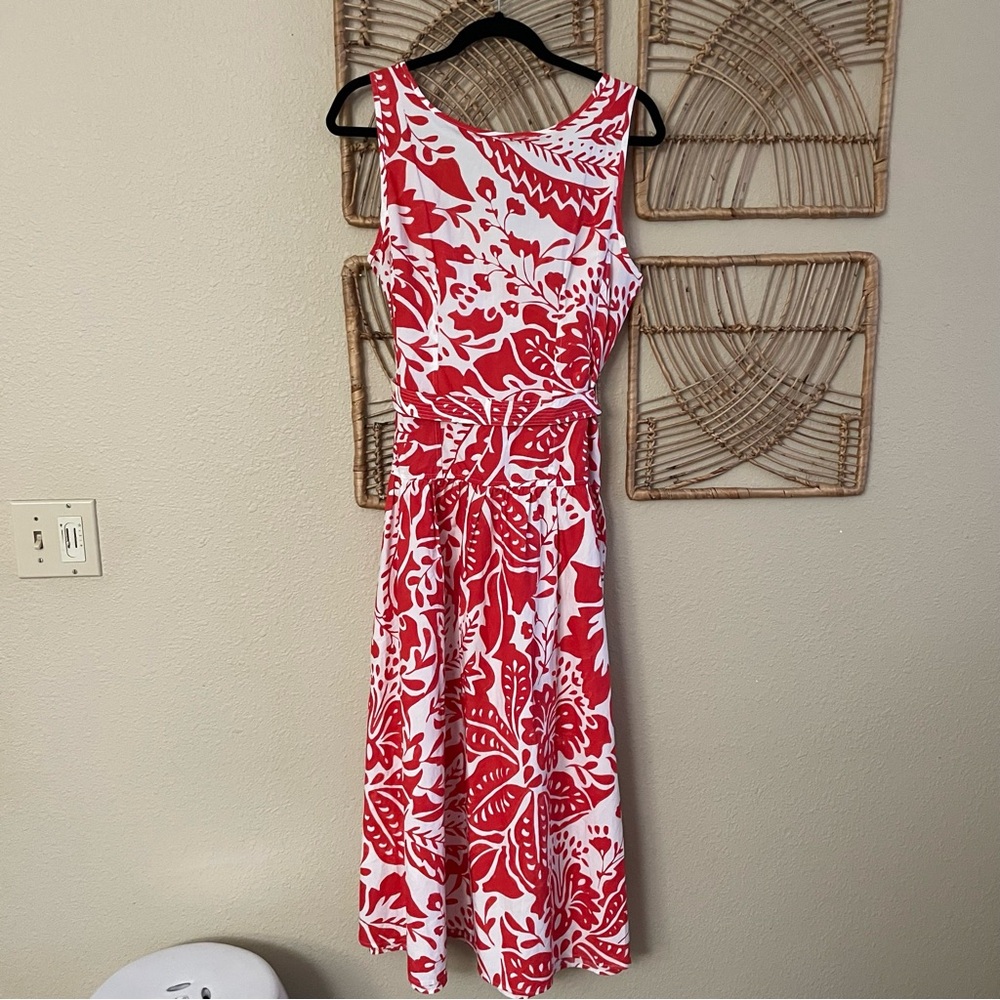 Banana Republic Poplin Corset Waist Midi Dress Red Chic Classic Sz 10 NWT B9 - Picture 6 of 11